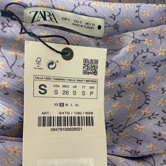 Zara Lilac Floral Sleeveless Satin Look & Feel Mini Ditsy Slip Dress NWT S - Picture 12 of 13